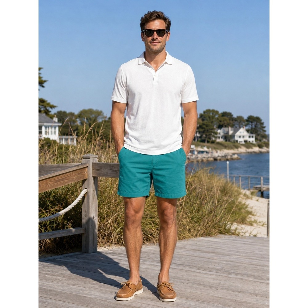 Brooks Brothers Shorts Mens 40W Green Chino Bermuda Flat Front‎ Resort Casual